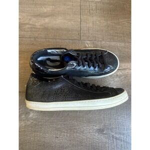 P448 John Glitter Black Sneakers Italian Leather Low Top Shoes School Street Y2K